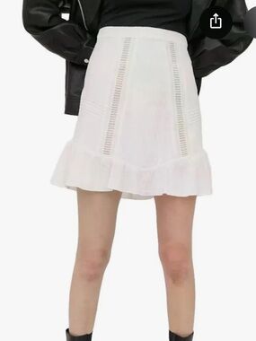 The Kooples White Tiered Eyelet Mini Skirt